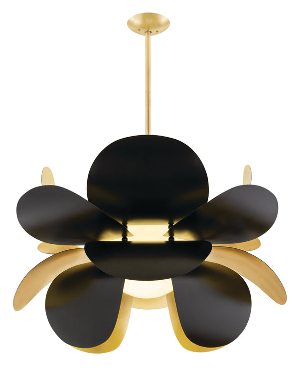 Lighting - Chandelier Ginger 1 Light Pendant // Gold Leaf & Black 