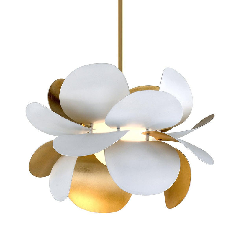 Lighting - Chandelier Ginger 1 Light Pendant // Gold Leaf & White 