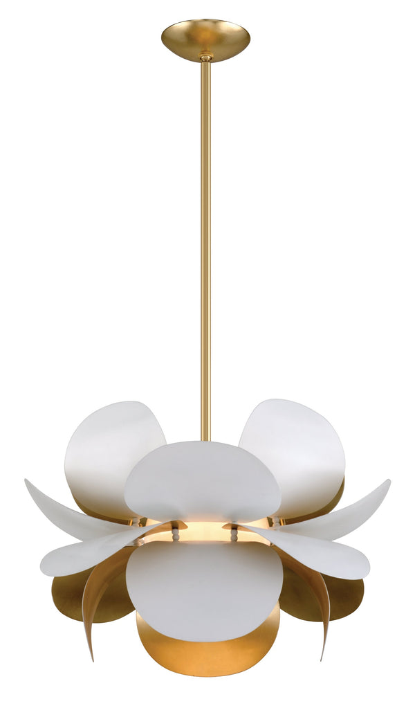 Lighting - Chandelier Ginger 1 Light Pendant // Gold Leaf & White 