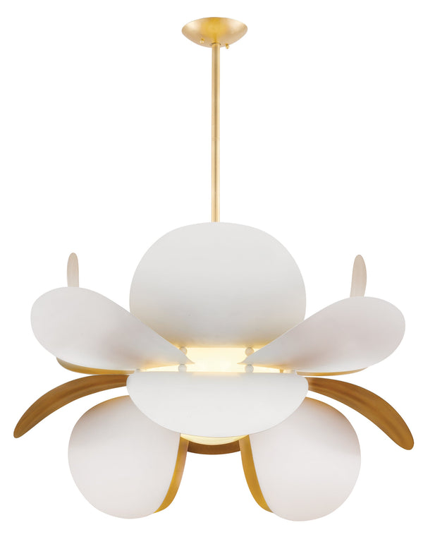 Lighting - Chandelier Ginger 1 Light Pendant // Gold Leaf & White 