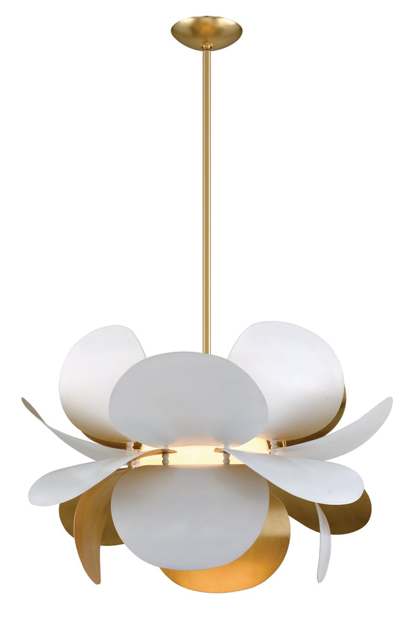 Lighting - Chandelier Ginger 1 Light Pendant // White and Gold Leaf 