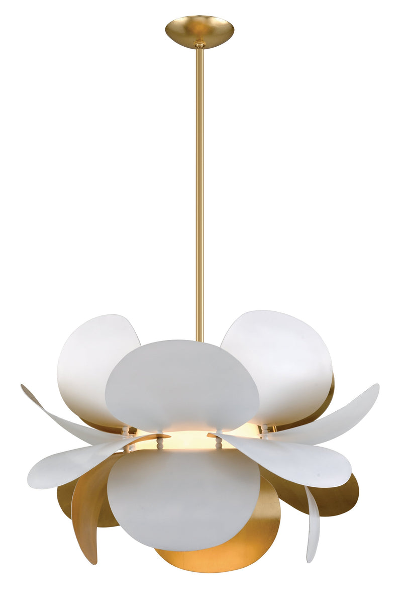 Lighting - Chandelier Ginger 1 Light Pendant // White and Gold Leaf 