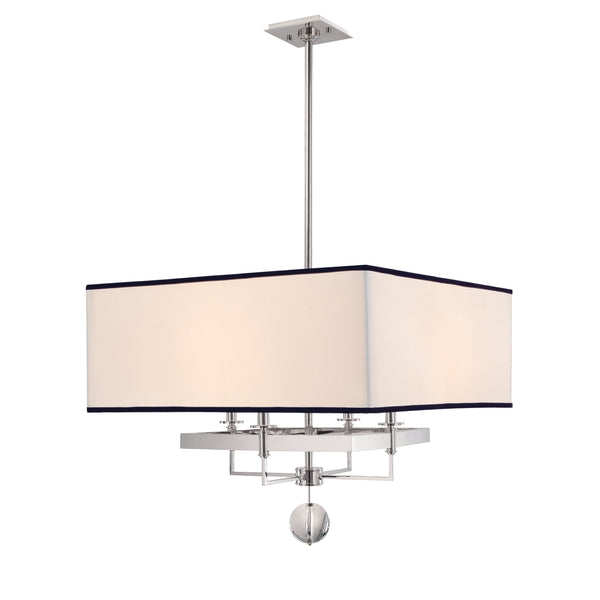 Lighting - Chandelier Gresham Park 4 Light Chandelier With Black Trim On Shade // Polished Nickel 