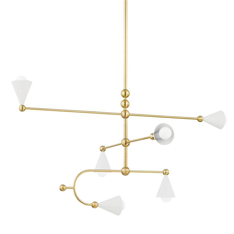 Lighting - Chandelier Hikari 6 Light Chandelier // Aged Brass & Soft White 