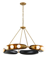 Lighting - Chandelier Hopper 12 Light Chandelier // Vintage Brass Bronze Accents 