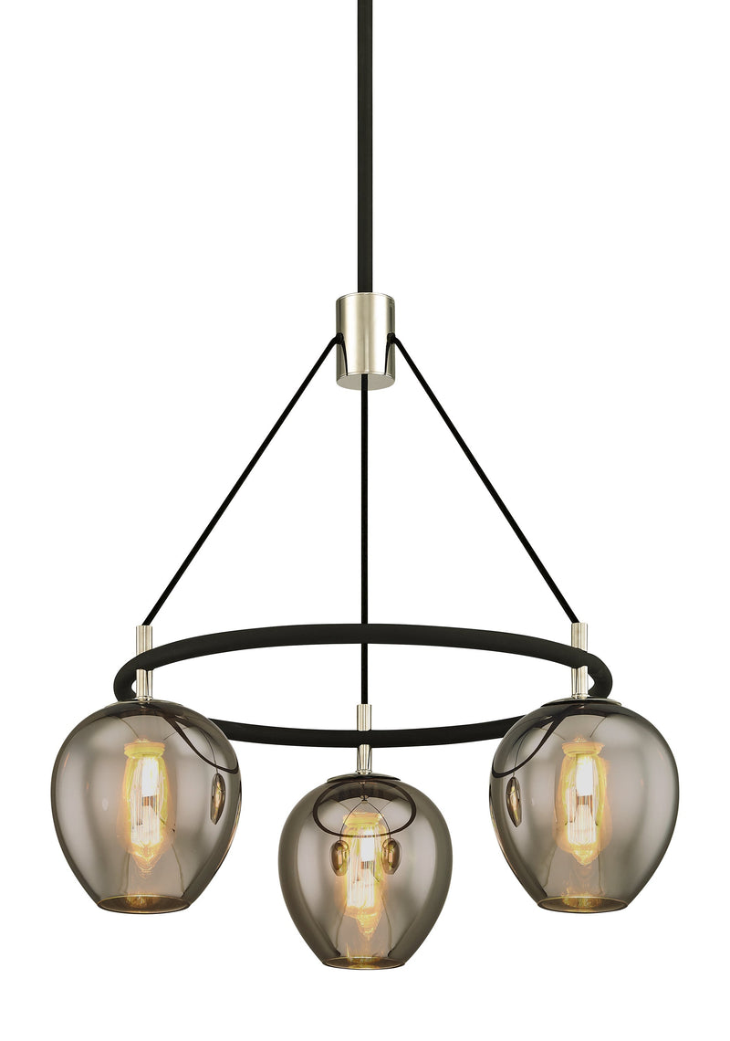 Lighting - Chandelier Iliad 3 Light Pendant // Carbide BLK & Pol Nickel 