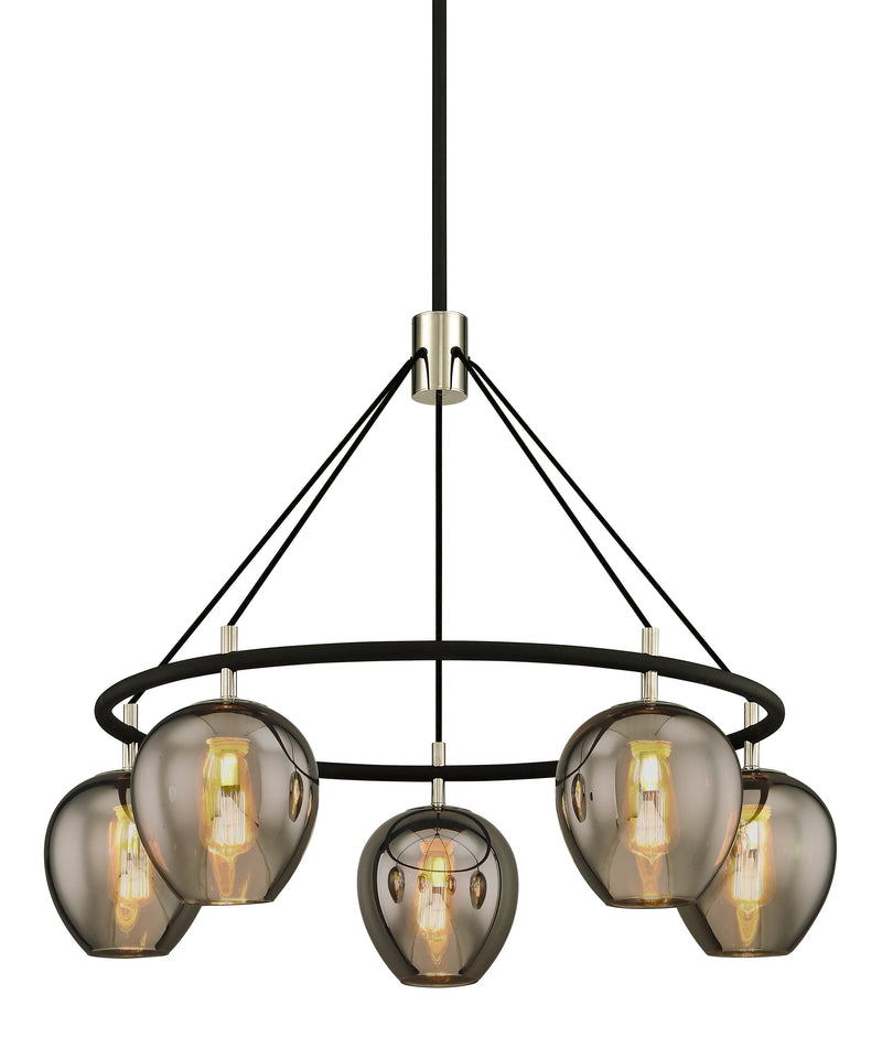 Lighting - Chandelier Iliad 5 Light Pendant // Carbide BLK & Pol Nickel 