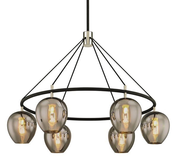 Lighting - Chandelier Iliad 6 Light Pendant // Carbide BLK & Pol Nickel 