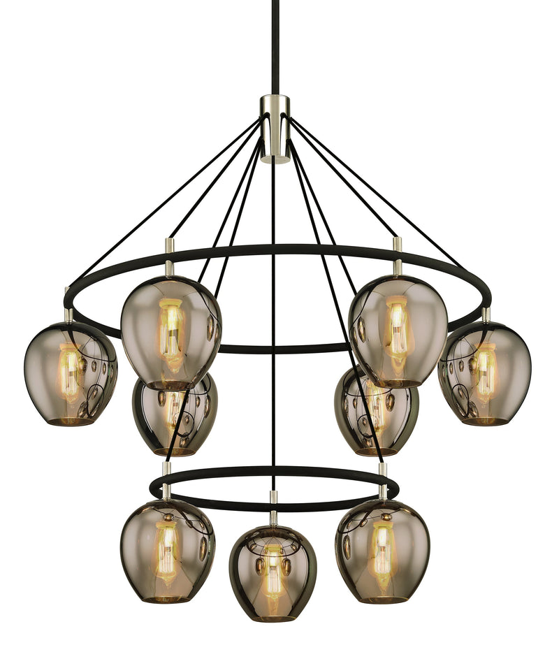 Lighting - Chandelier Iliad 9 Light Pendant // Carbide BLK & Pol Nickel 