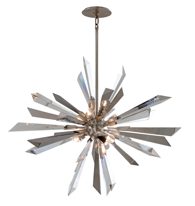 Lighting - Chandelier Inertia 6 Light Pendant // Silver Leaf // Large 