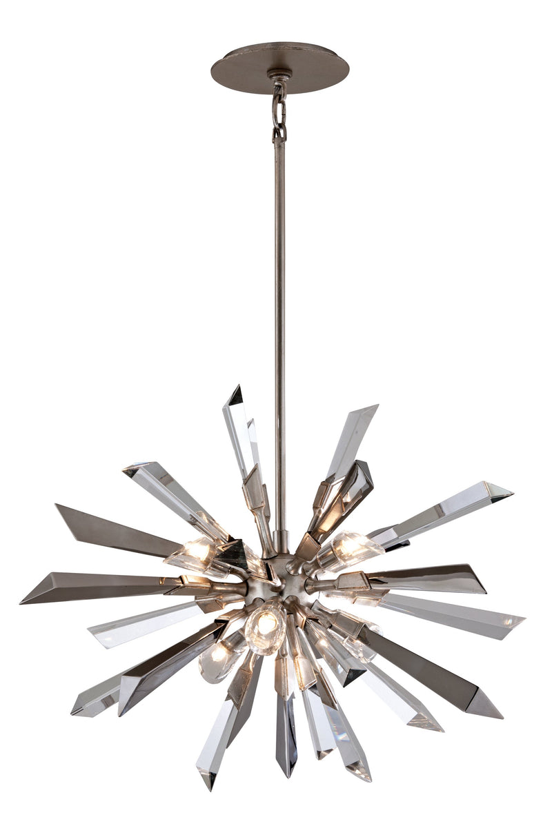 Lighting - Chandelier Inertia 6 Light Pendant // Silver Leaf // Small 