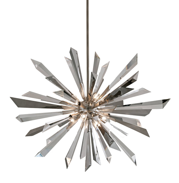 Lighting - Chandelier Inertia 8 Light Pendant // Silver Leaf 