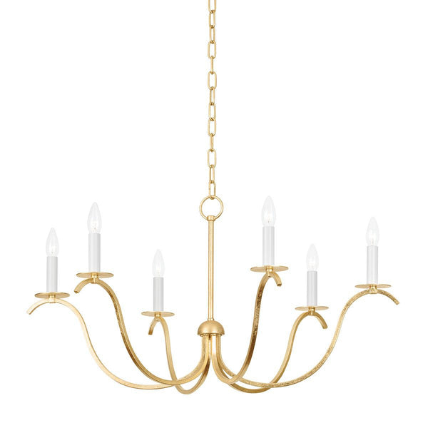 Lighting - Chandelier Jaclin 6 Light Chandelier // Gold Leaf 