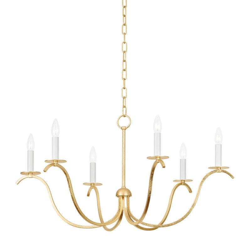 Lighting - Chandelier Jaclin 6 Light Chandelier // Gold Leaf 