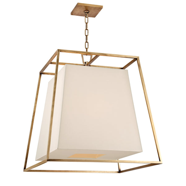 Lighting - Chandelier Kyle 6 Light Chandelier with White Shade // Aged Brass 