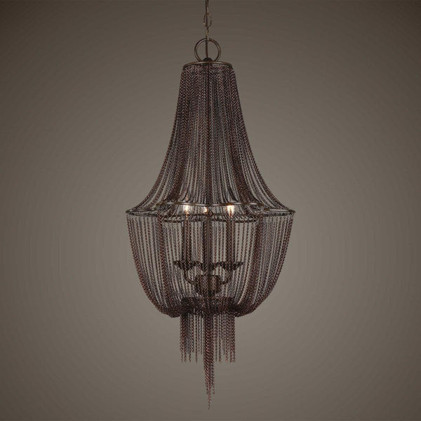  Lezzeno Chain Mail 3 Light Pendant Chandelier // Oil Rubbed Bronze 