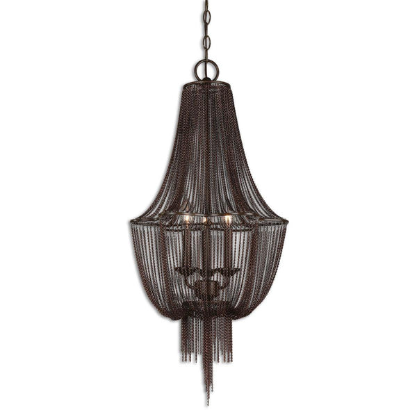  Lezzeno Chain Mail 3 Light Pendant Chandelier // Oil Rubbed Bronze 