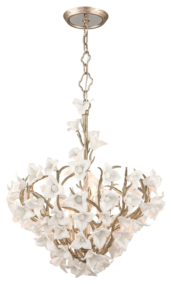 Lighting - Chandelier Lily 6 Light Pendant // Enchanted Silver Leaf // Large 