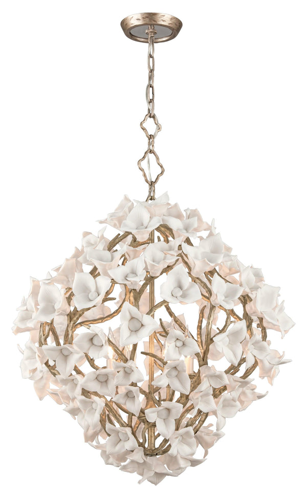 Lighting - Chandelier Lily 6 Light Pendant // Enchanted Silver Leaf // Small 