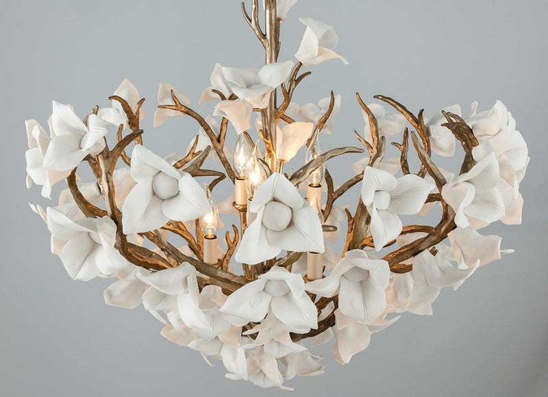 Lighting - Chandelier Lily 8 Light Pendant // Enchanted Silver Leaf 