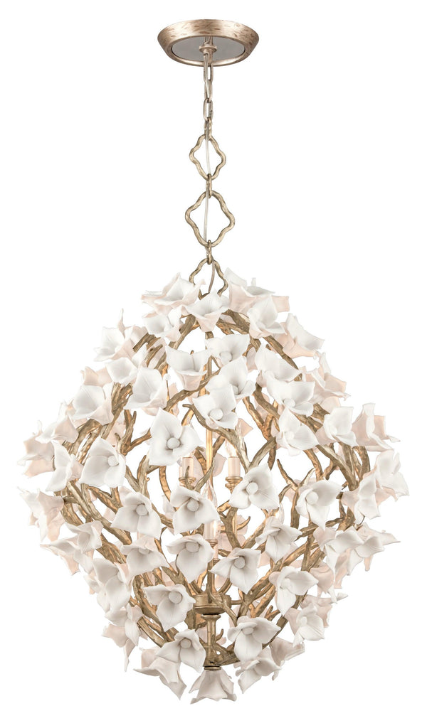 Lighting - Chandelier Lily 8 Light Pendant // Enchanted Silver Leaf 