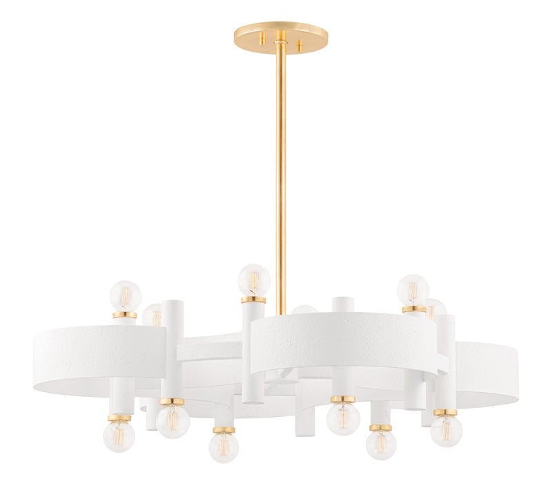 Lighting - Chandelier Maddie 12 Light Chandelier // Gold Leaf & White 