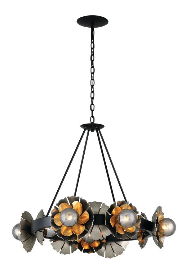 Lighting - Chandelier Magic Garden 10 Light Chandelier // Black Graphite Bronze Leaf 