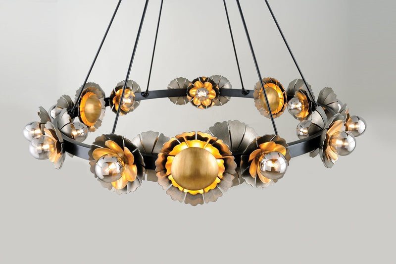 Lighting - Chandelier Magic Garden 24 Light Chandelier // Black Graphite Bronze Leaf 