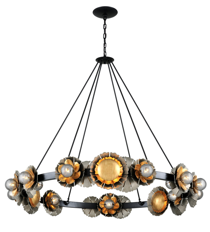 Lighting - Chandelier Magic Garden 24 Light Chandelier // Black Graphite Bronze Leaf 