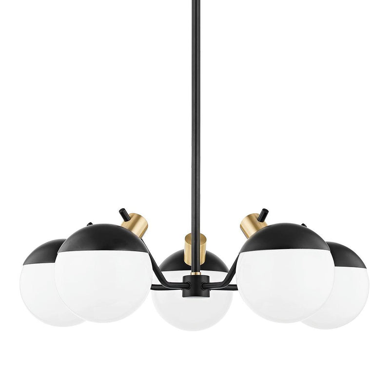 Lighting - Chandelier Miranda 5 Light Chandelier // Aged Brass & Soft Black 