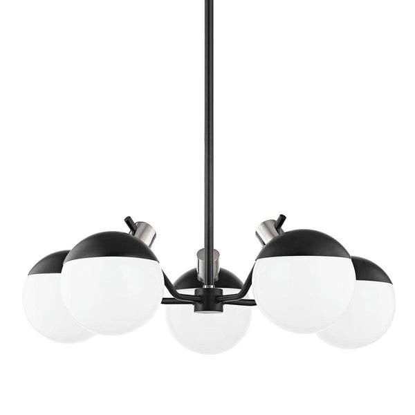 Lighting - Chandelier Miranda 5 Light Chandelier // Polished Nickel & Soft Black 