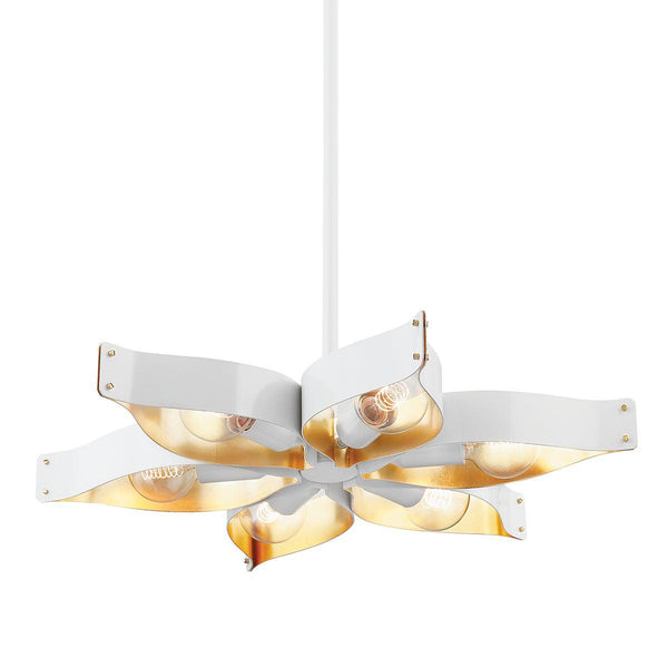 Lighting - Chandelier Nala 6 Light Chandelier // Soft White & Gold Leaf 