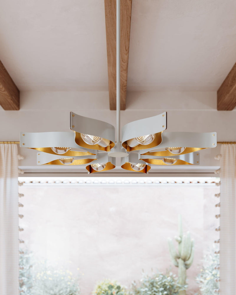 Lighting - Chandelier Nala 8 Light Chandelier // Soft White & Gold Leaf 