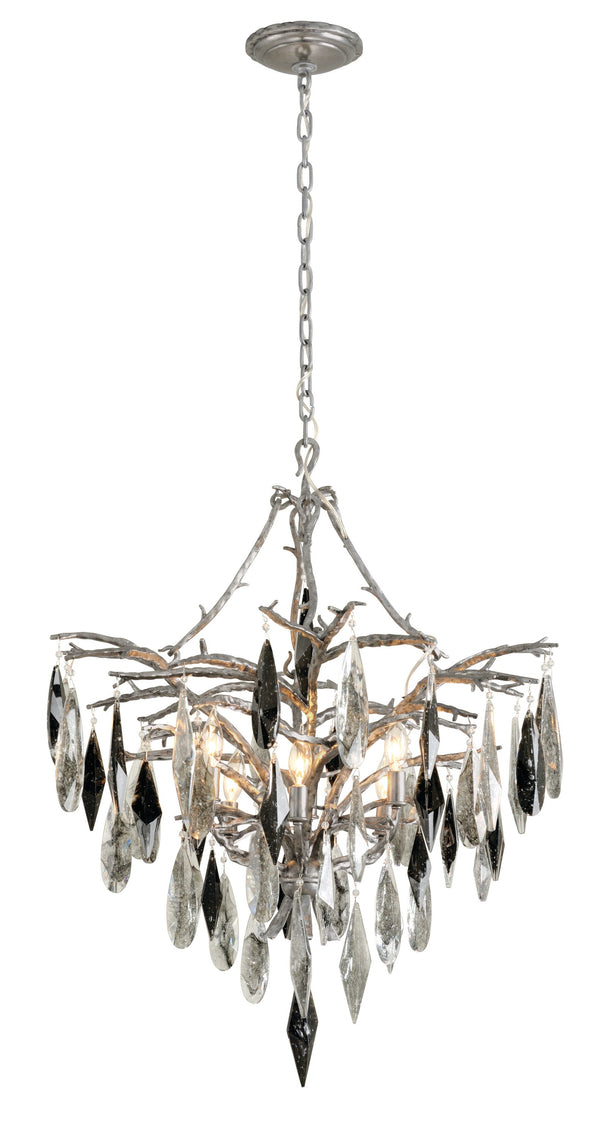 Lighting - Chandelier Nera 6 Light Chandelier // Blackened Silver Leaf 