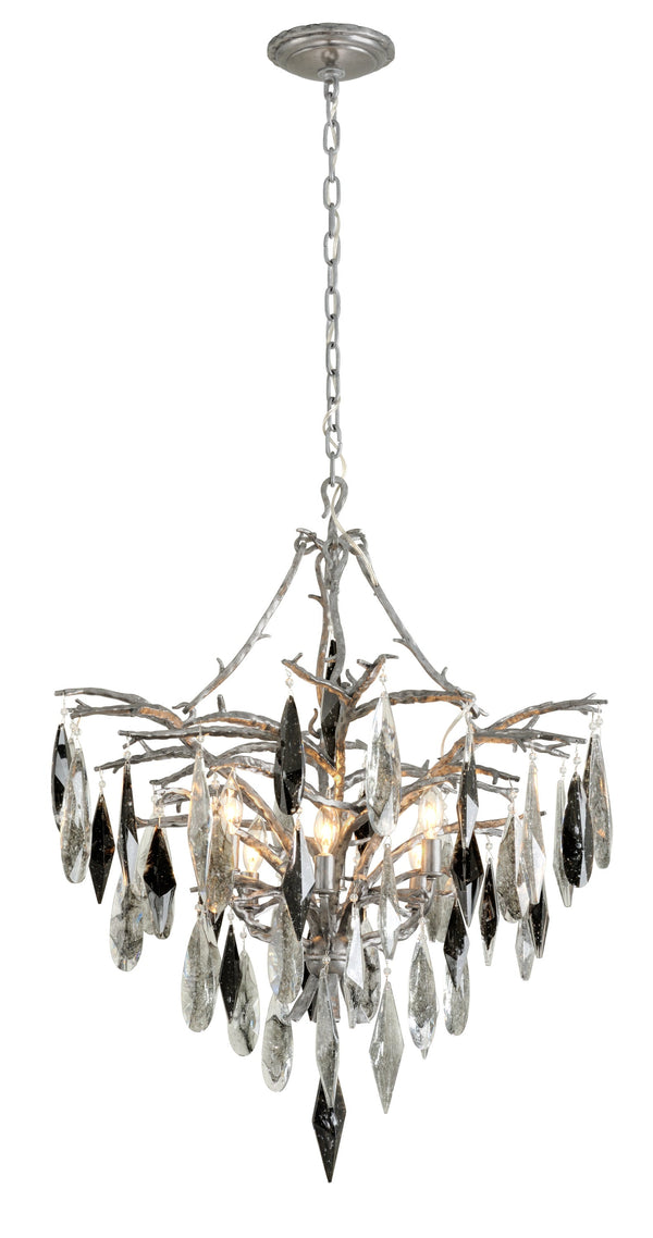 Lighting - Chandelier Nera 8 Light Chandelier // Blackened Silver Leaf 