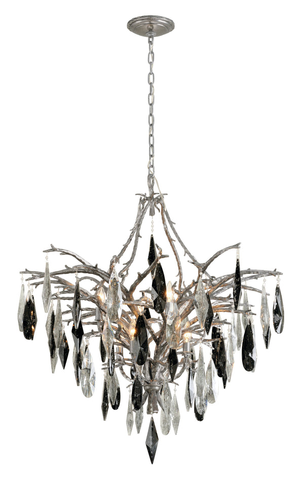 Lighting - Chandelier Nera 8 Light Chandelier // Blackened Silver Leaf 