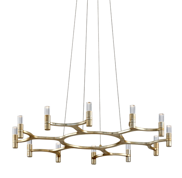 Lighting - Chandelier Nexus 12 Light Chandelier // Satin Silver Leaf 