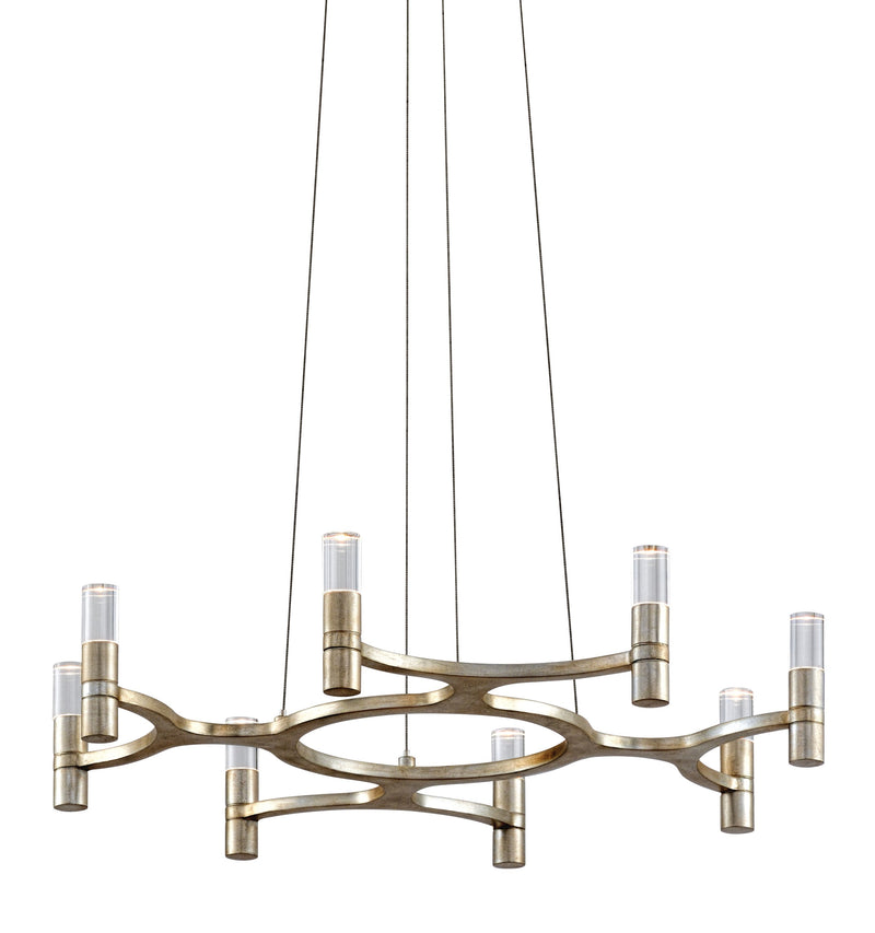 Lighting - Chandelier Nexus 8 Light Chandelier // Satin Silver Leaf 