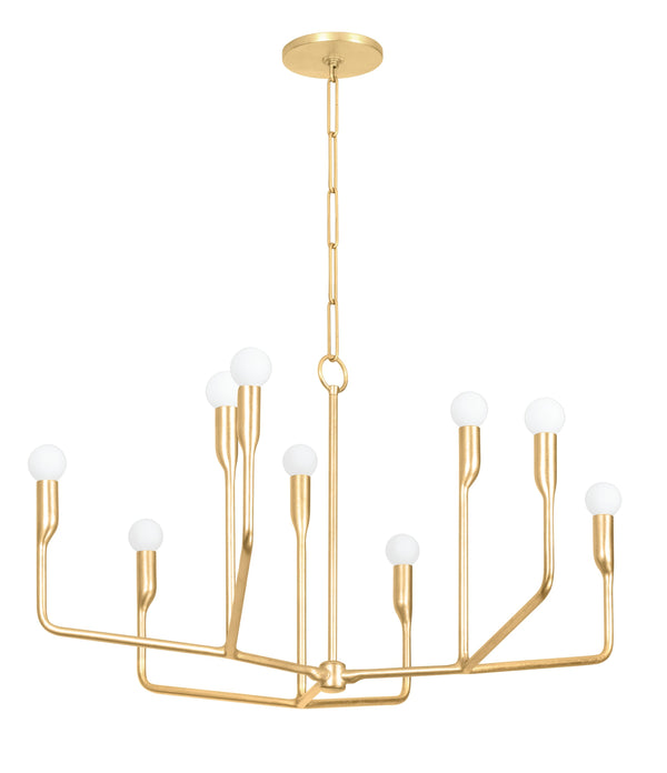 Lighting - Chandelier Norman 9 Light Chandelier // Vintage Gold Leaf 