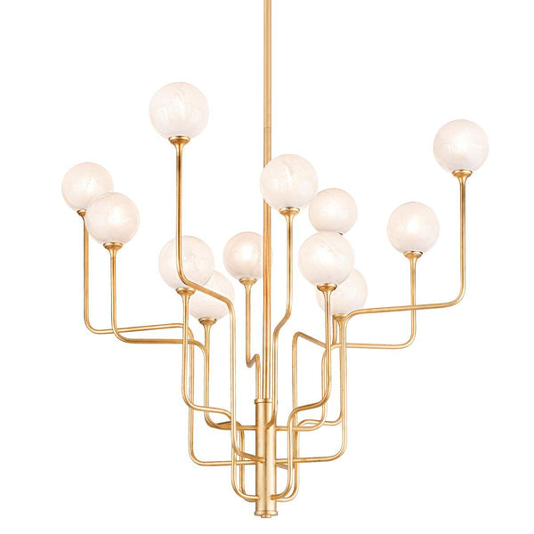 Lighting - Chandelier Onyx 12 Light Chandelier // Vintage Gold Leaf 