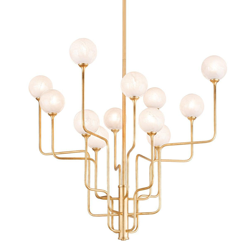 Lighting - Chandelier Onyx 12 Light Chandelier // Vintage Gold Leaf 