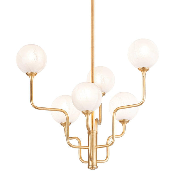 Lighting - Chandelier Onyx 6 Light Chandelier // Vintage Gold Leaf 