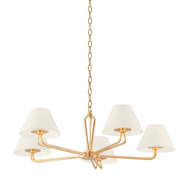 Lighting - Chandelier Ozias 5 Light Chandelier // Vintage Gold Leaf 