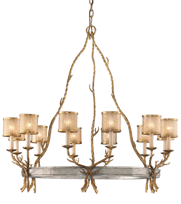 Lighting - Chandelier Parc Royale 12 Light Chandelier // Gold and Silver Leaf // Small 