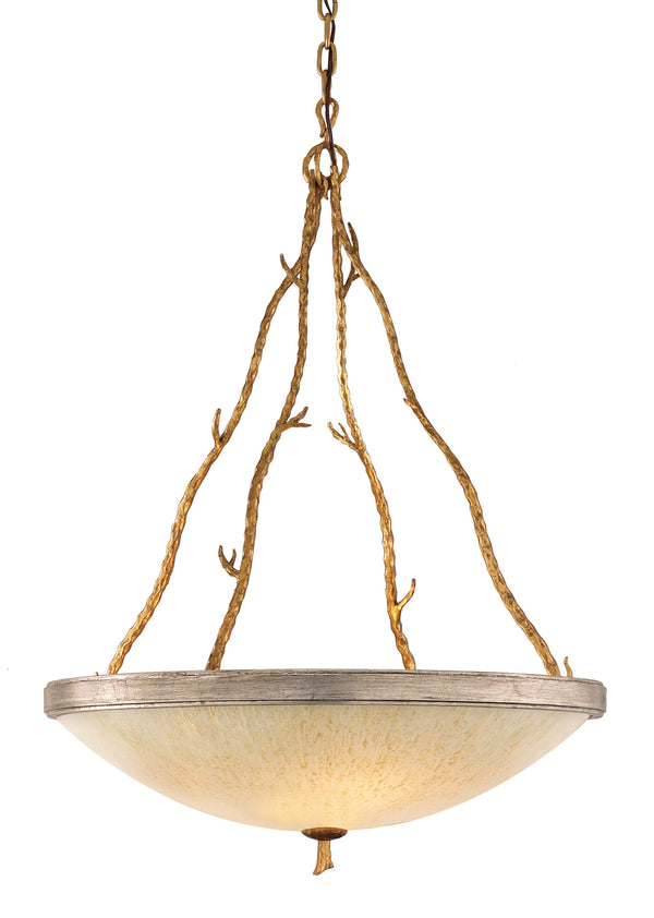 Lighting - Chandelier Parc Royale 4 Light Pendant // Gold and Silver Leaf 