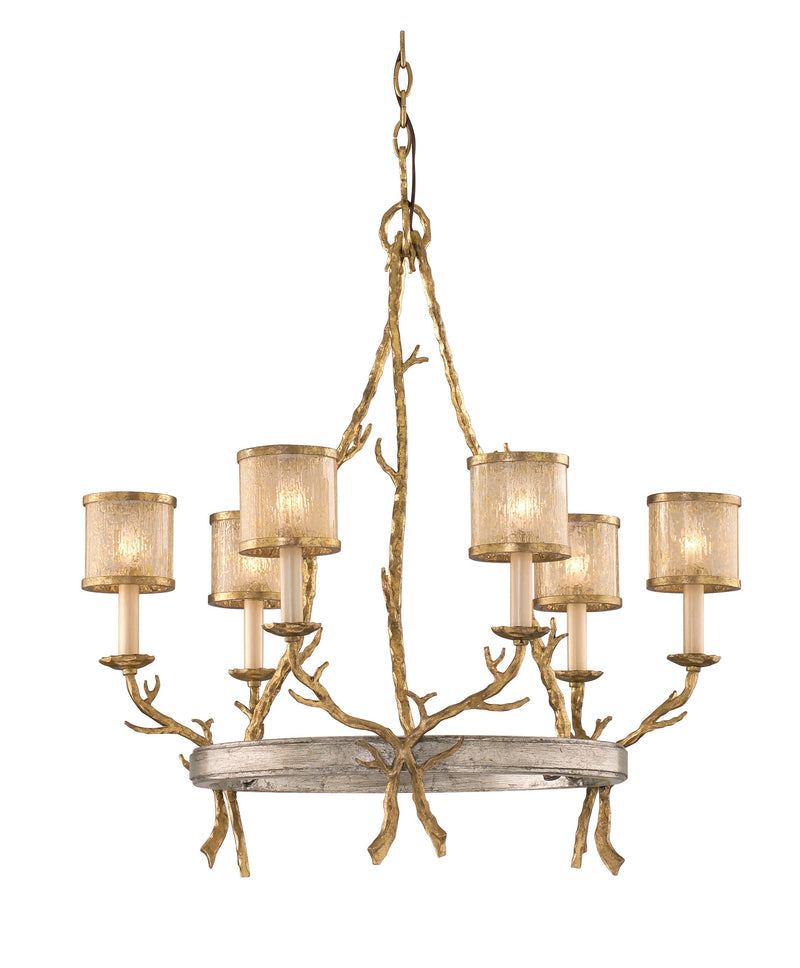 Lighting - Chandelier Parc Royale 6 Light Chandelier // Gold and Silver Leaf 