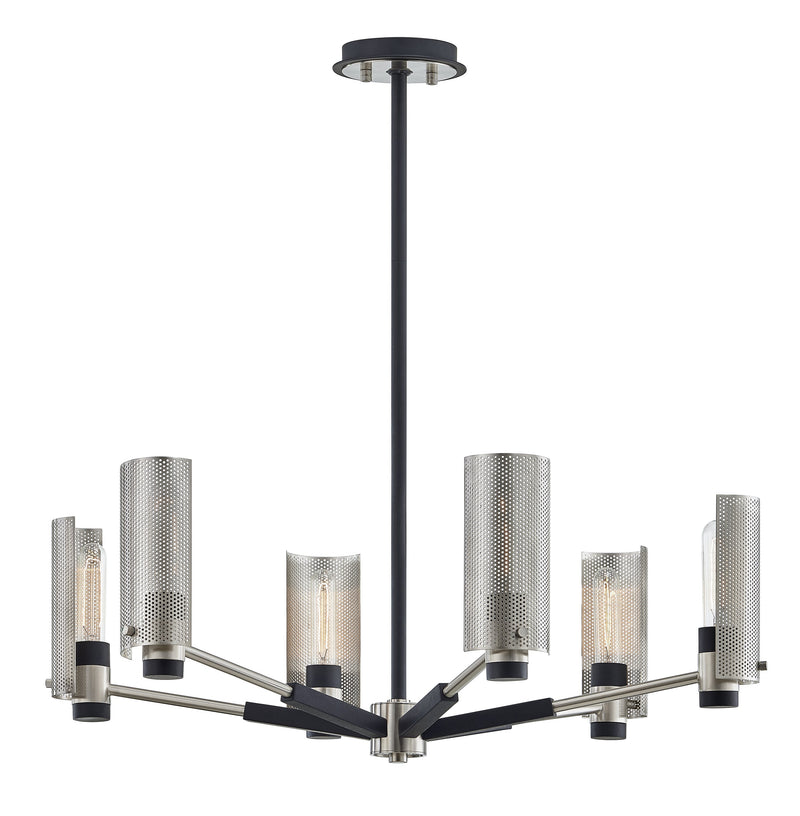 Lighting - Chandelier Pilsen 6 Light Chandelier // Carbide BLK W Satin Nickel Accents 