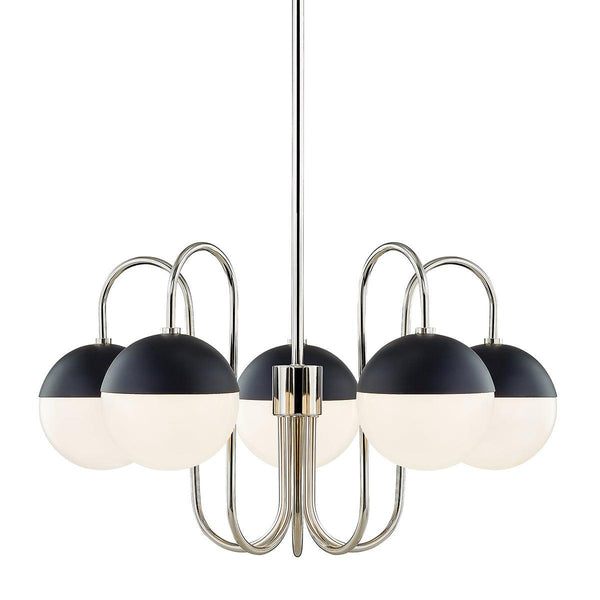 Lighting - Chandelier Renee 5 Light Chandelier // Polished Nickel & Black 