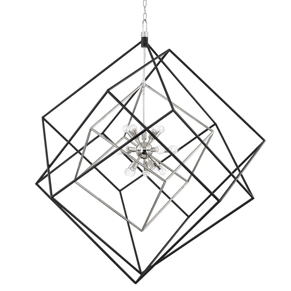 Lighting - Chandelier Roundout 15 Light Chandelier // Polished Nickel & Black 