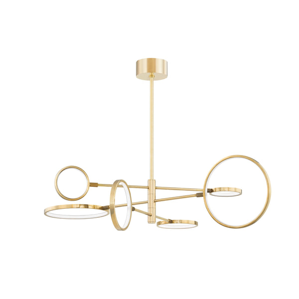 Lighting - Chandelier Saturn 6 Light Led Chandelier // Aged Brass 